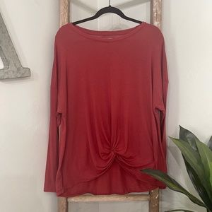 Lou and Grey LOFT tie knot long sleeve maroon shirt size XL